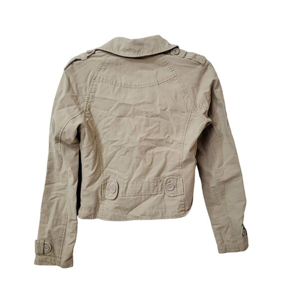 American Eagle Outfitters Jacket Button up Womens Small Tan 100% Cotton Pockets - Picture 2 of 10